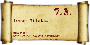Tomor Miletta névjegykártya
